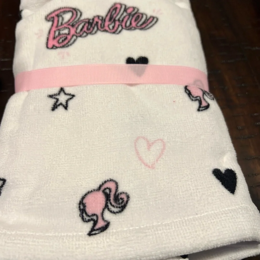 Barbie White & Pink Logo Hand Towels Set of 4